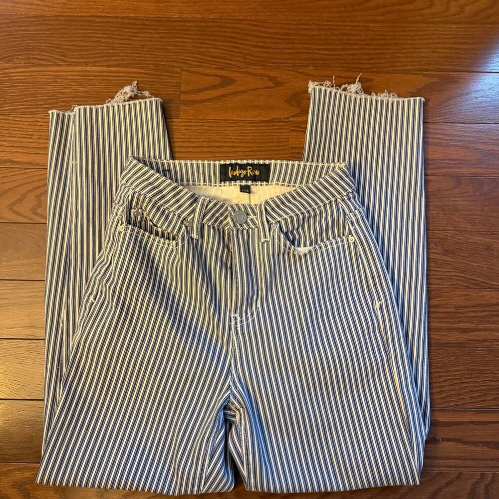 Indigo Rein Women’s Blue & White Striped Jeans Size 24 Like New